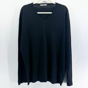 Ermenegildo Zegna Men’s V-Neck Black Wool Silk Cashmere Sweater XX-Large